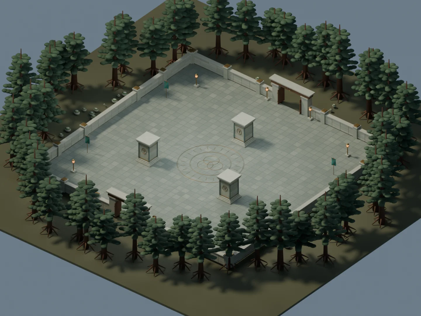 Oathgrove Court current arena layout, seen from above