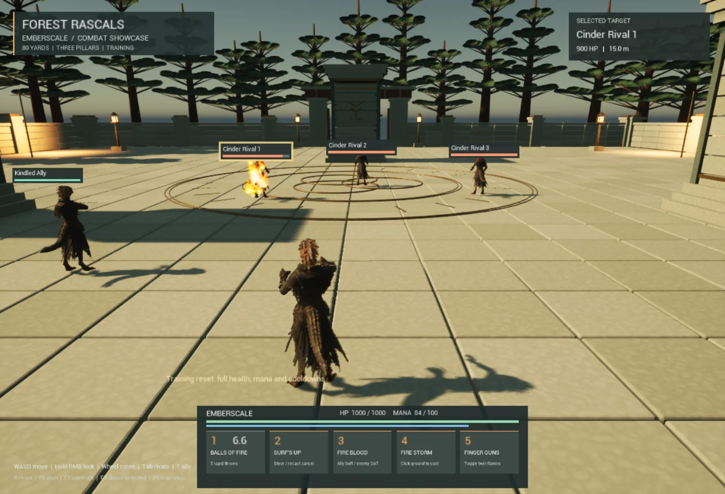 Balls of Fire in the current Emberscale combat showcase